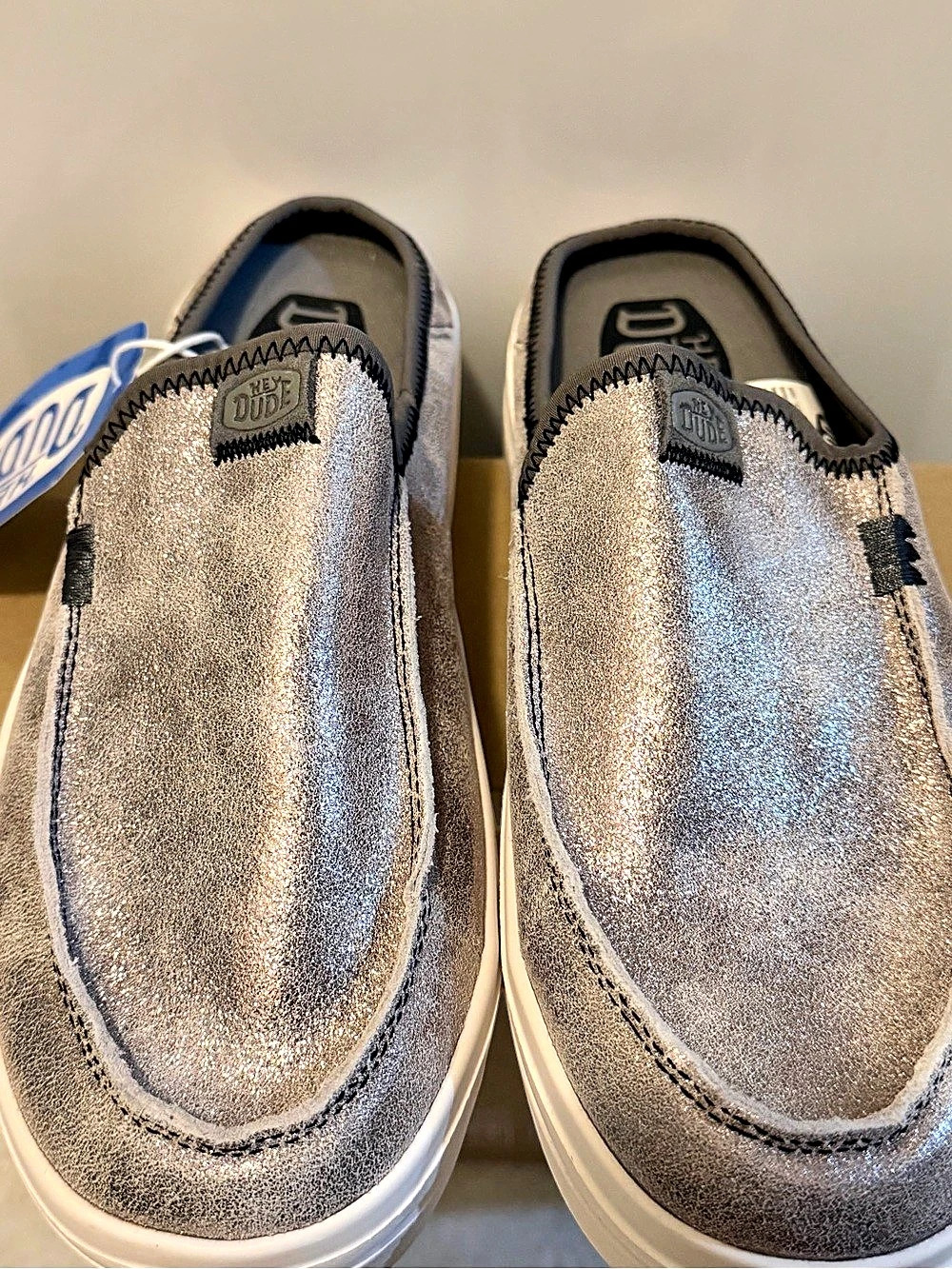 NEW - Hey Dude Women's Wendy Slip Metallic Sparkle Sneakers